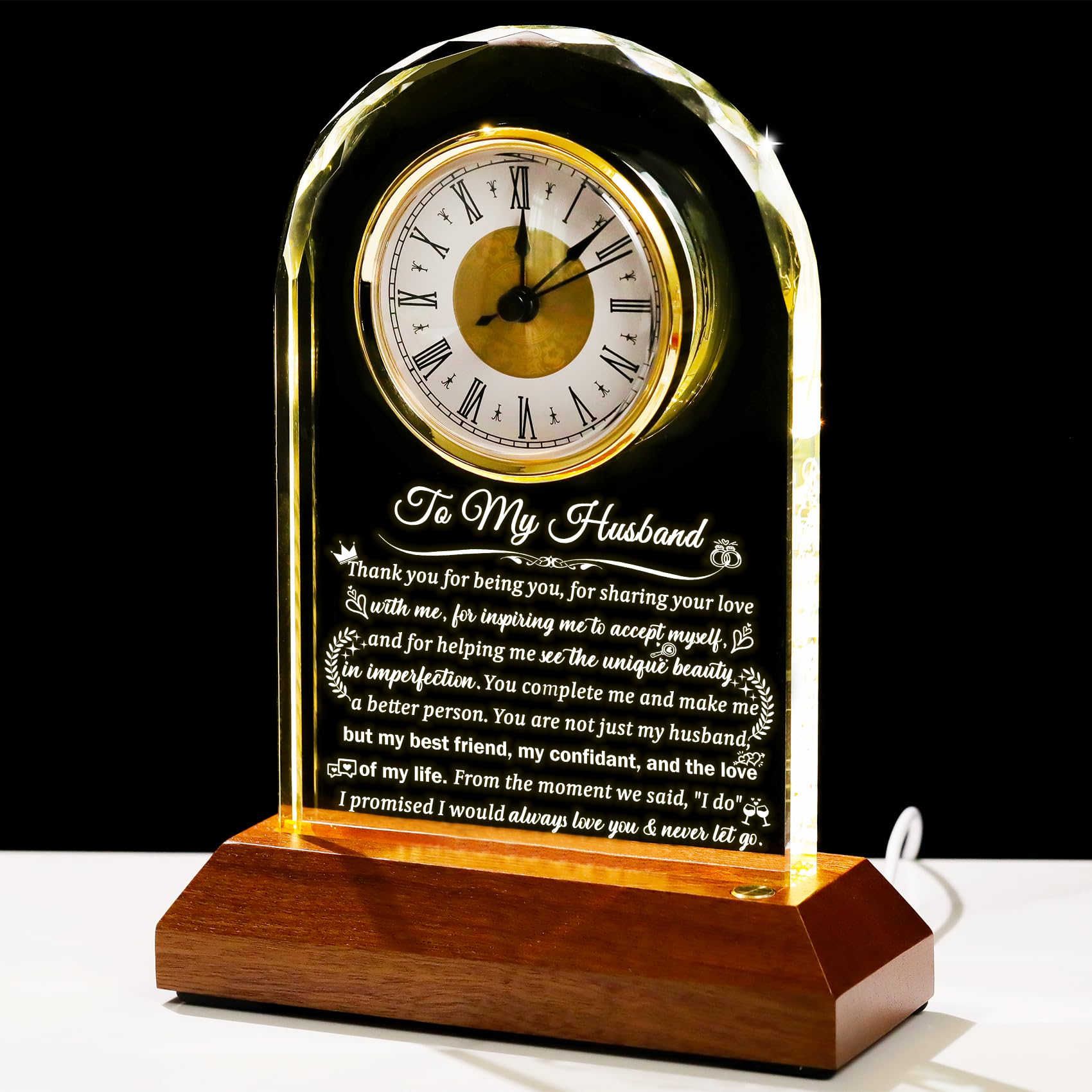 Glass Clock with Light Base