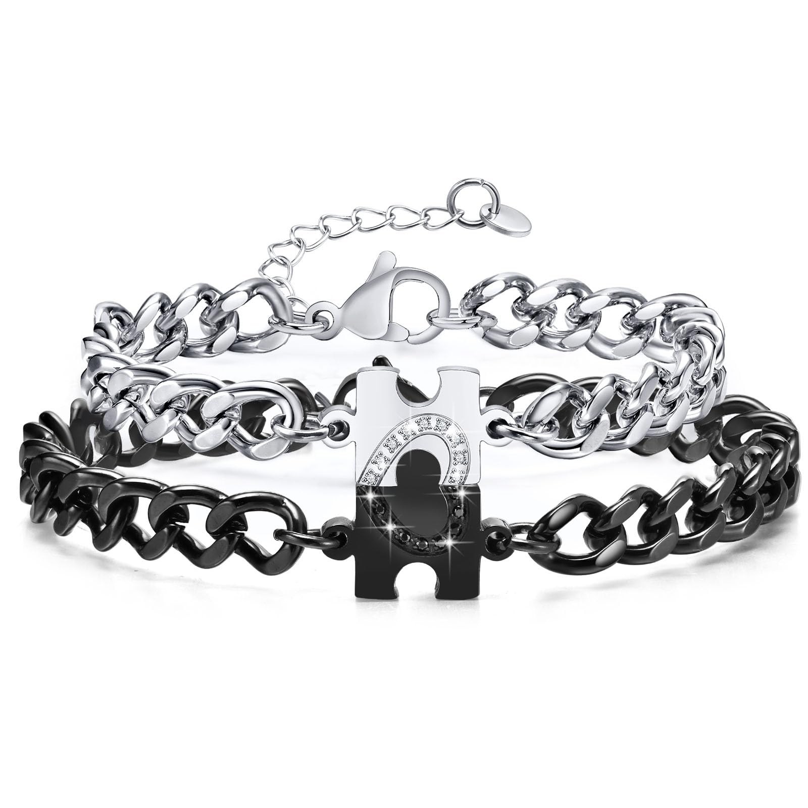 Matching Heart Bracelets Set