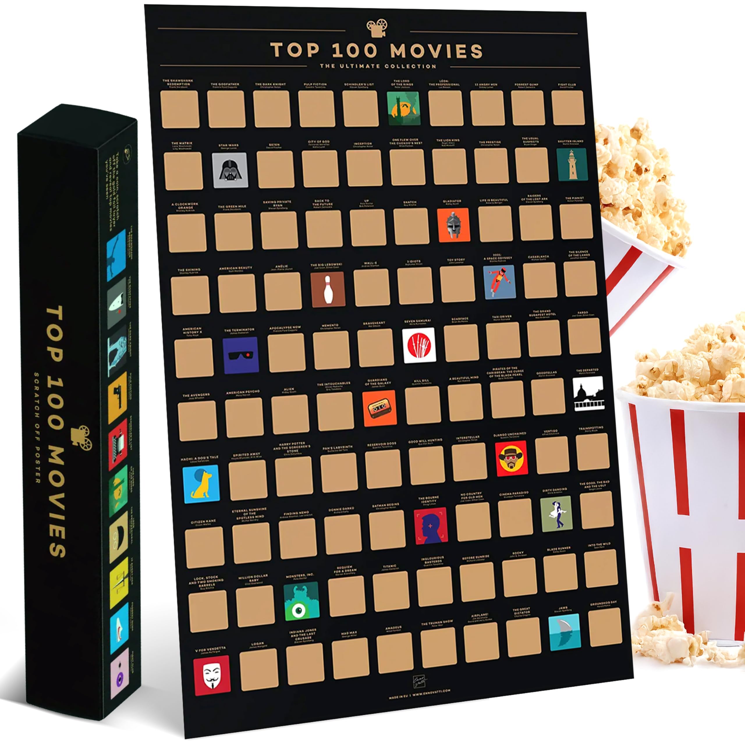 100 Movies Scratch Off Poster