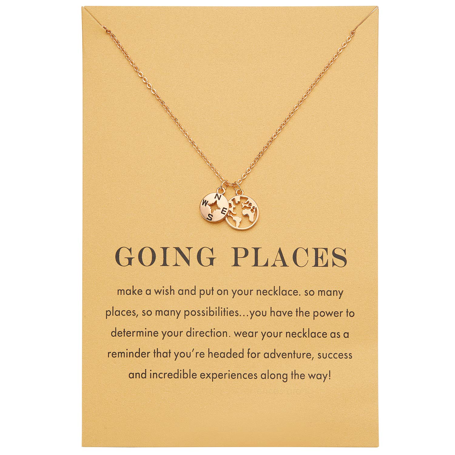 Compass World Map Necklace