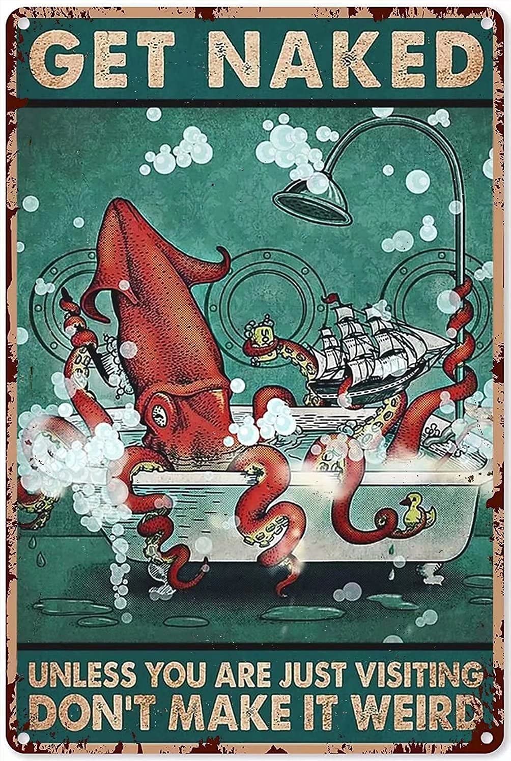 Funny Octopus Metal Tin Sign