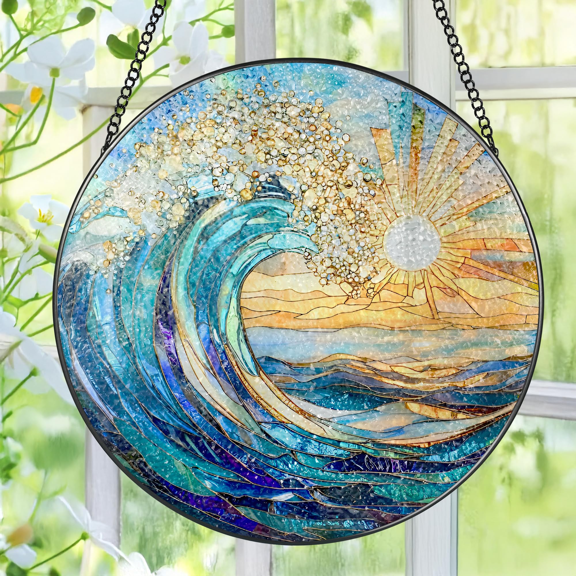 Sea Wave Stained Glass Suncatcher