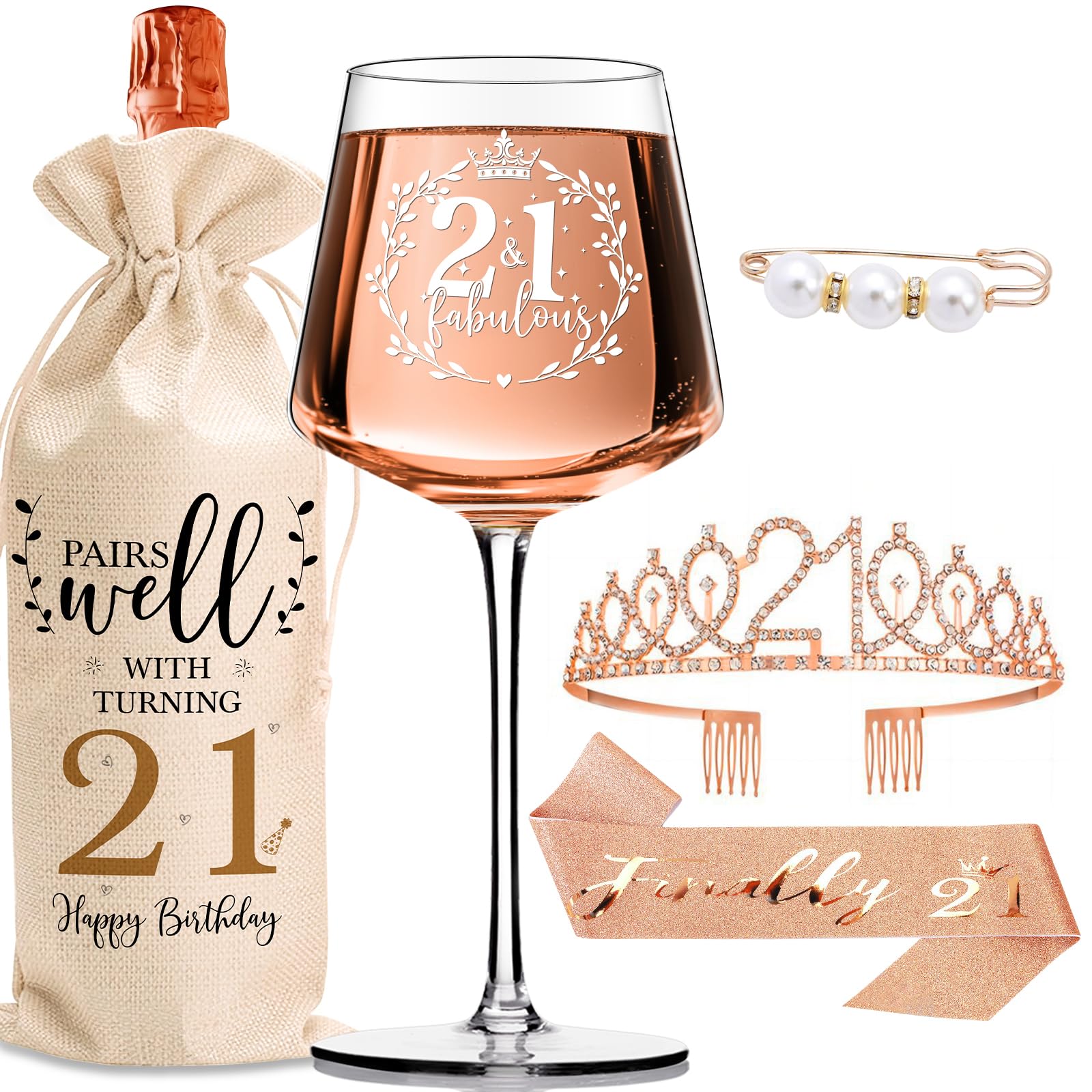 Princess Tiara & Wine Glass Set