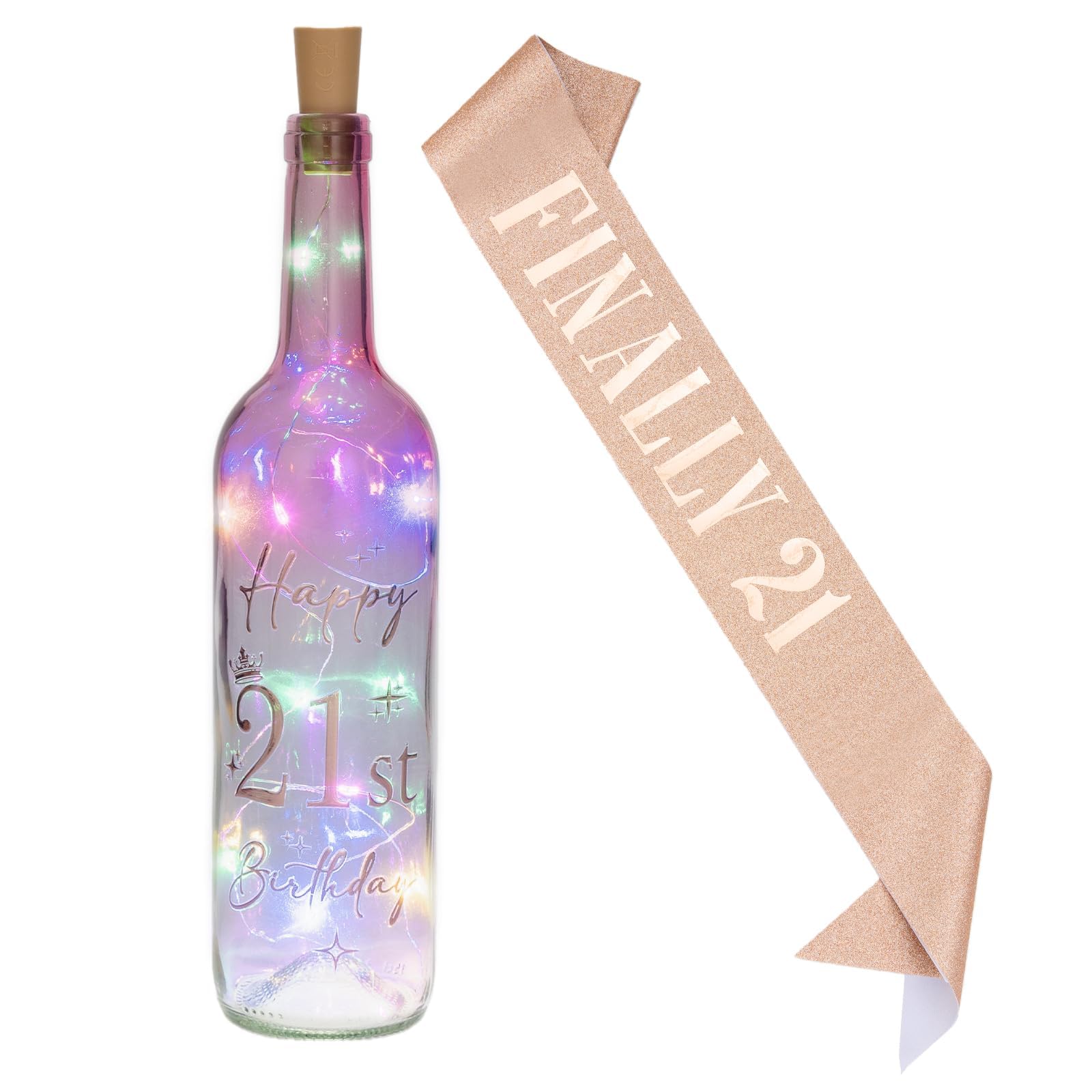 Lighted Glass Wine Bottle Set