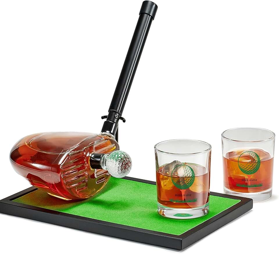 Luxury Golf Course Map Whiskey Decanter Set