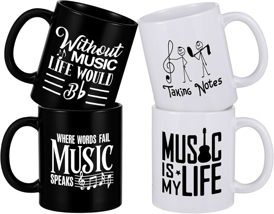Music Note Themed Ceramic Mug