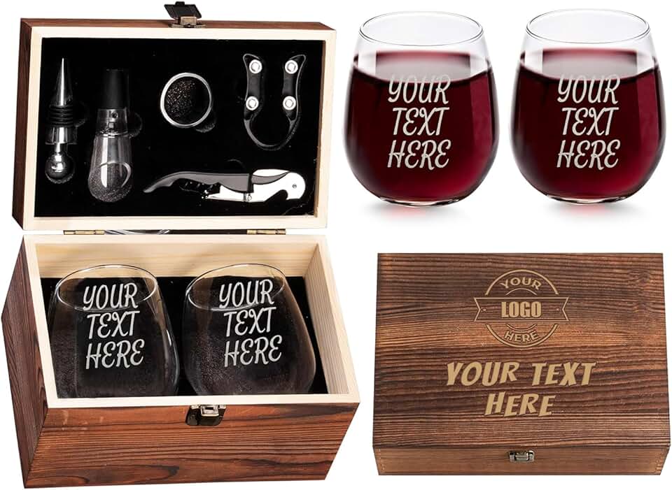 Custom Engraved Stemless Wine Glasses (Set of 2)