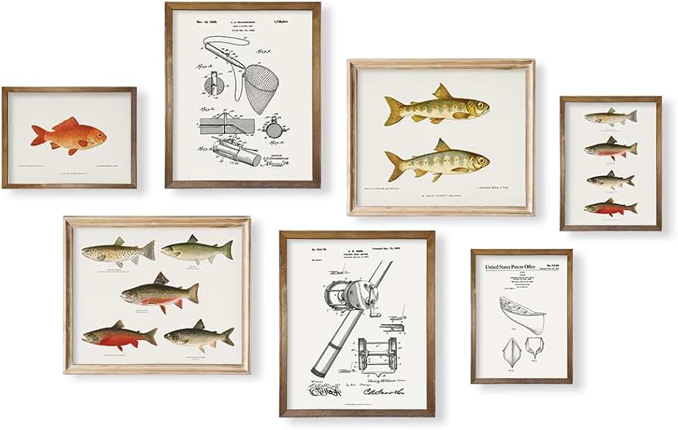 Vintage Fishing Lure Art Print Set