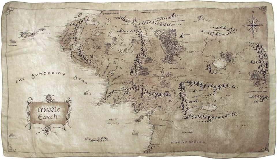 Tolkien Middle-earth Map Scarf