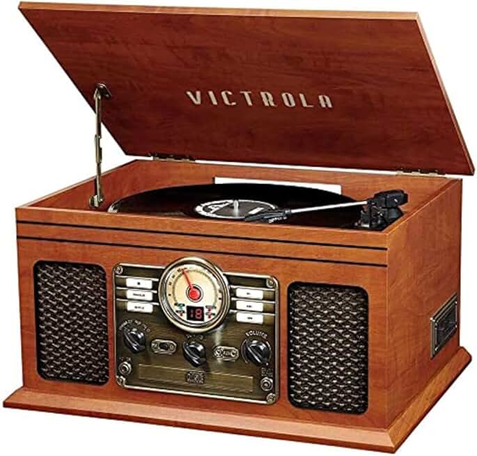 Retro Bluetooth Turntable with Speakers