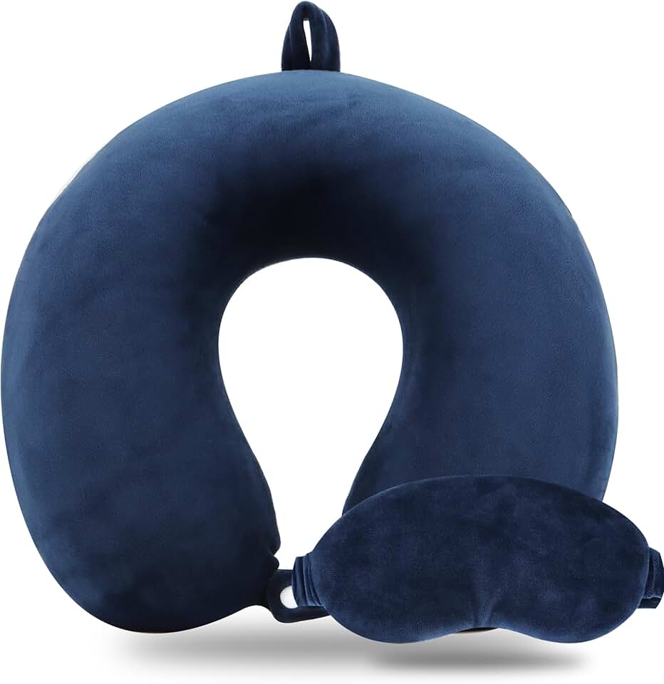 Memory Foam Travel Pillow with Eye Mask